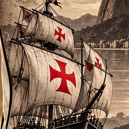 Caravela com a Cruz de Malta nas velas